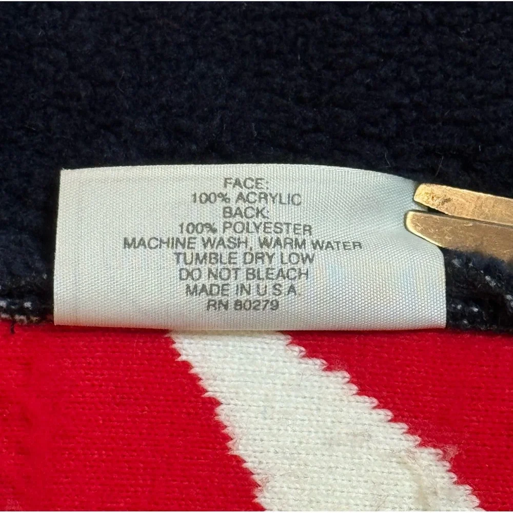 VTG Black Mountain Outdoor USA America Flag Fleece Full Zip Jacket Sweater Men L